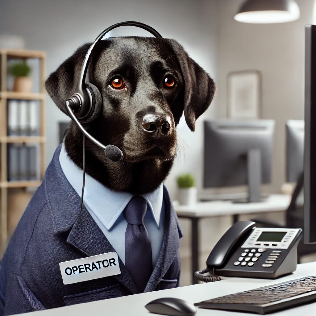 AI generated image of black lab as operator